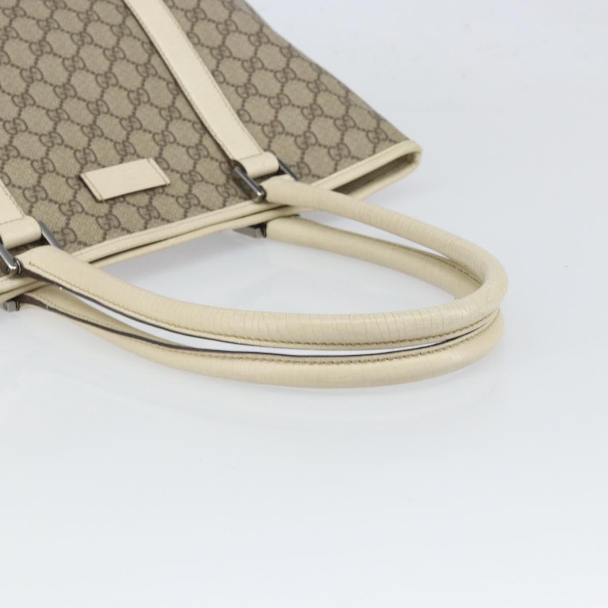 GUCCI GG Supreme Tote Bag PVC Beige Silver 114288 Auth 166134