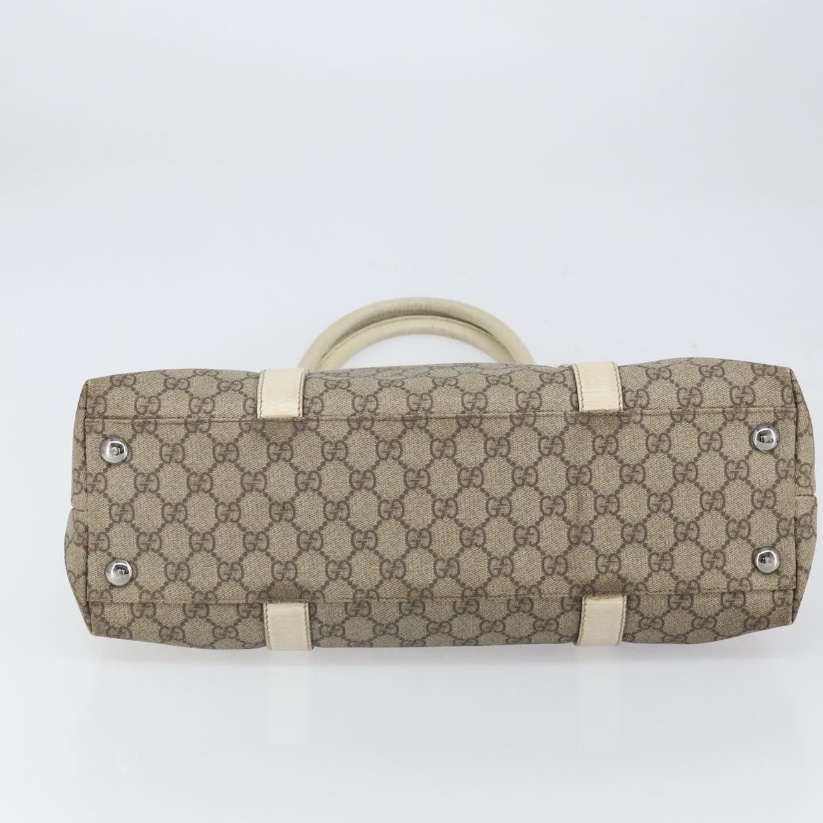 GUCCI GG Supreme Tote Bag PVC Beige Silver 114288 Auth 166134
