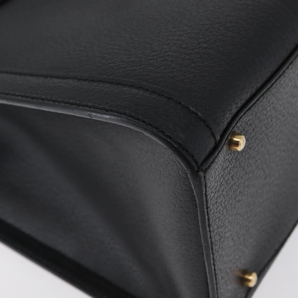 GUCCI Bamboo Hand Bag Leather 2way Black Gold 002 0260 Auth 166139