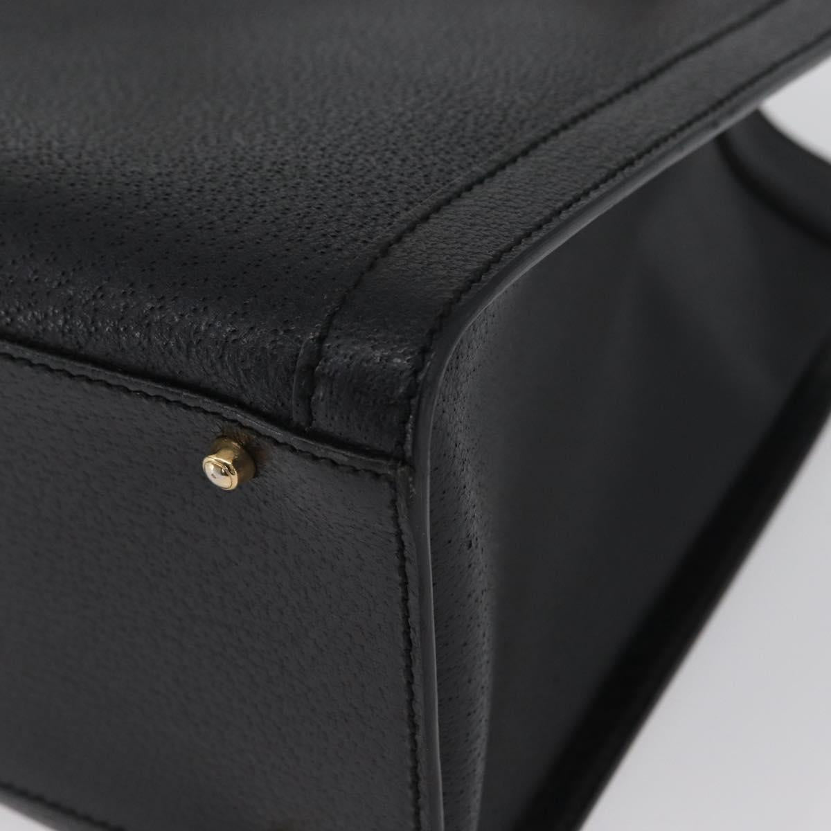 GUCCI Bamboo Hand Bag Leather 2way Black Gold 002 0260 Auth 166139