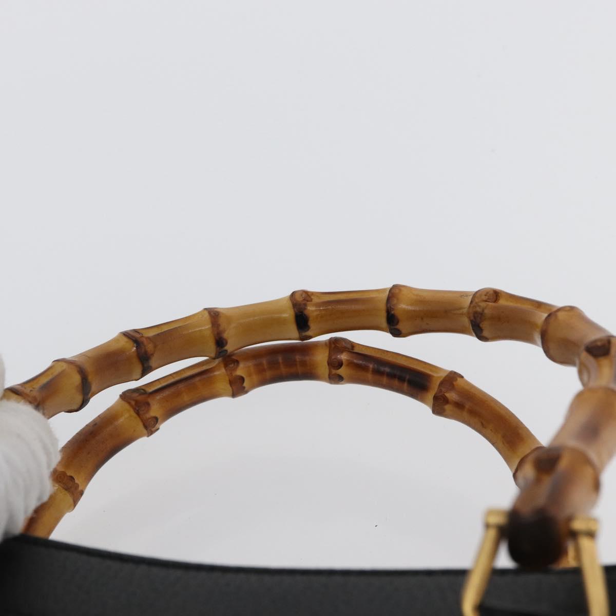 GUCCI Bamboo Hand Bag Leather 2way Black Gold 002 0260 Auth 166139