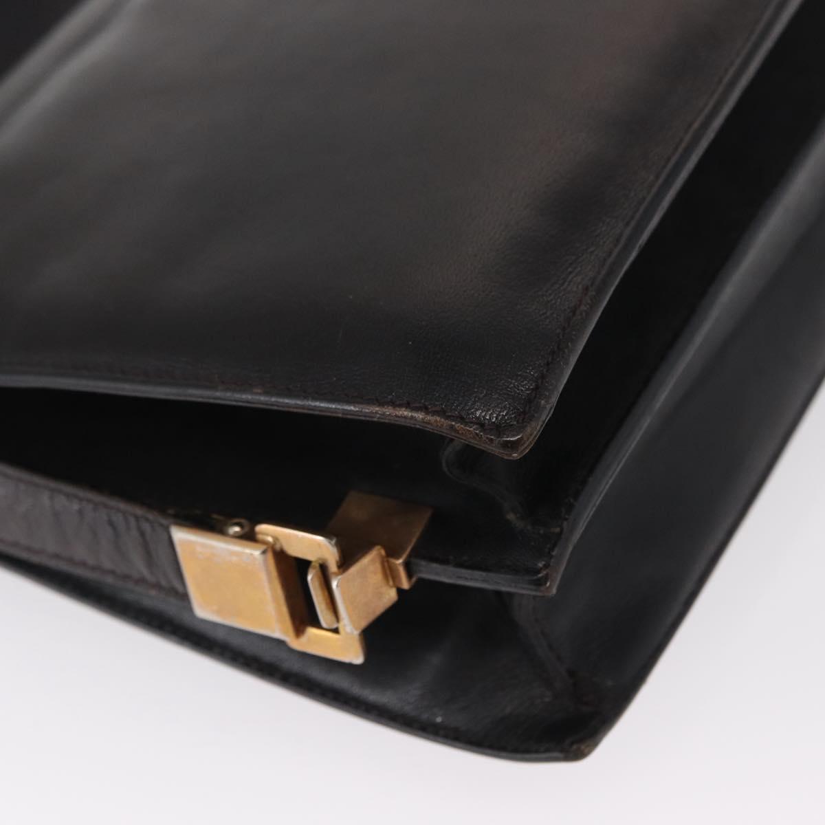 CELINE Horse Carriage Shoulder Bag Leather Black Gold Auth 166146