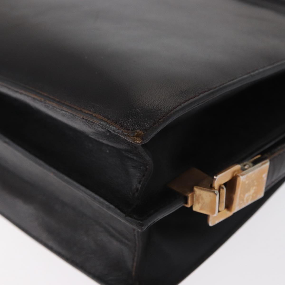 CELINE Horse Carriage Shoulder Bag Leather Black Gold Auth 166146