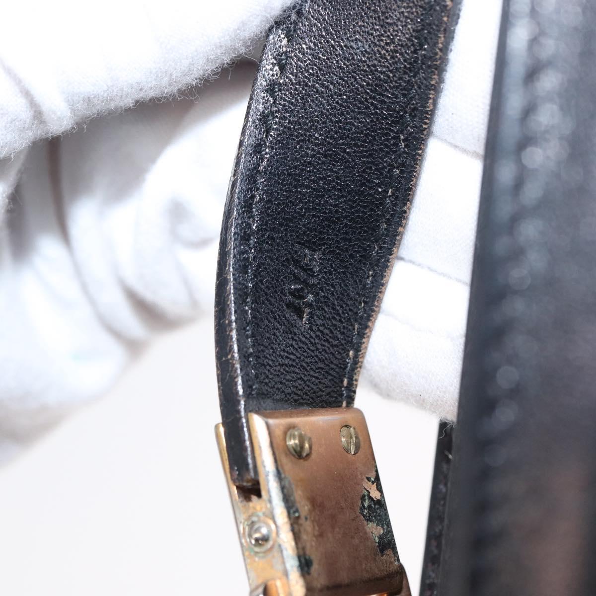 CELINE Horse Carriage Shoulder Bag Leather Black Gold Auth 166146