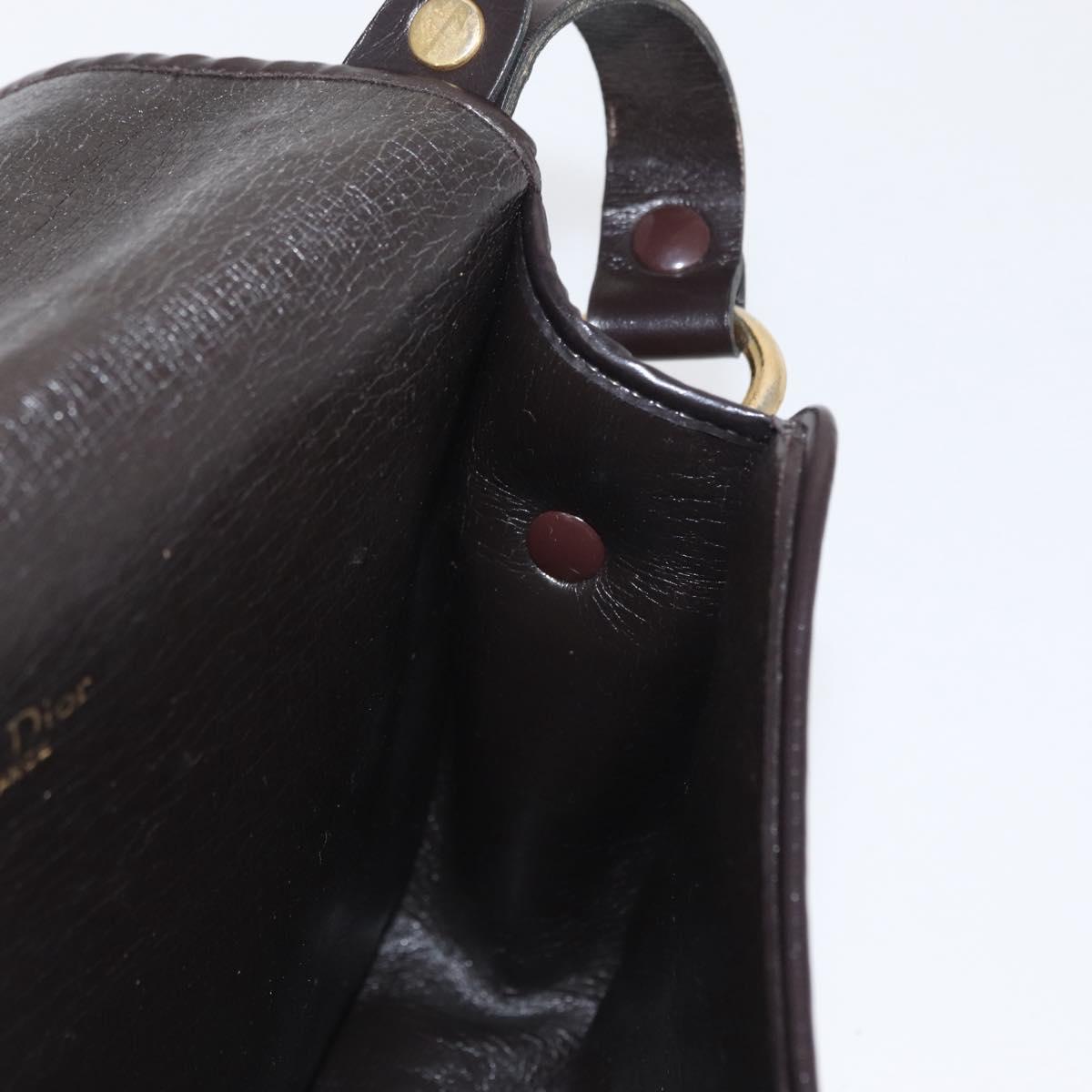 Christian Dior Trotter Canvas Shoulder Bag Brown Gold Auth 166150