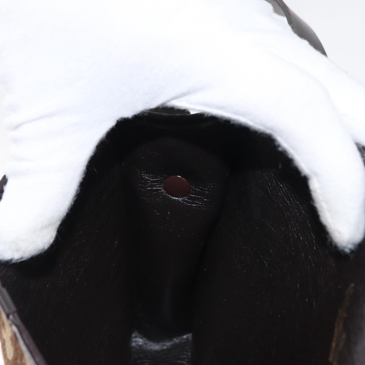 Christian Dior Trotter Canvas Shoulder Bag Brown Gold Auth 166150