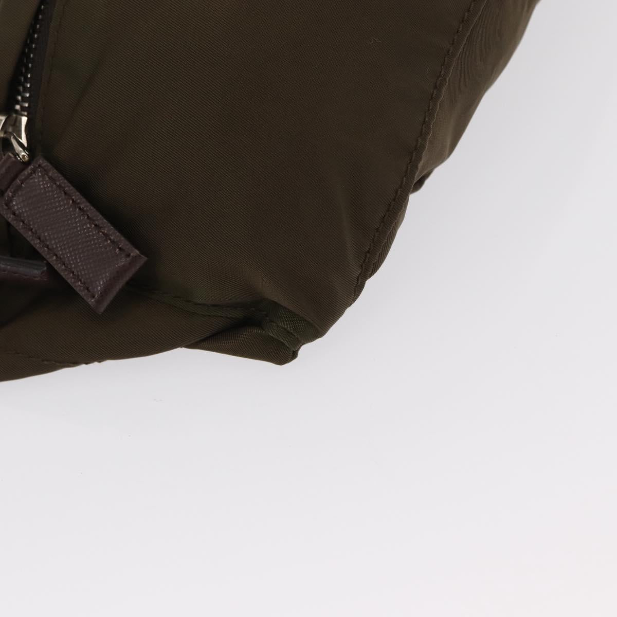 PRADA Waist bag Nylon Khaki Silver Auth 166167