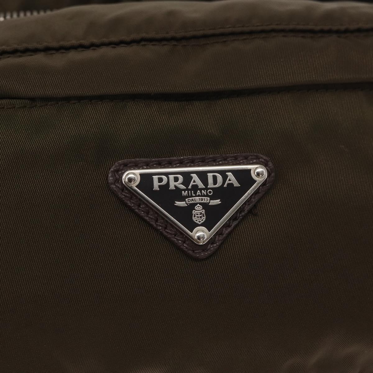 PRADA Waist bag Nylon Khaki Silver Auth 166167
