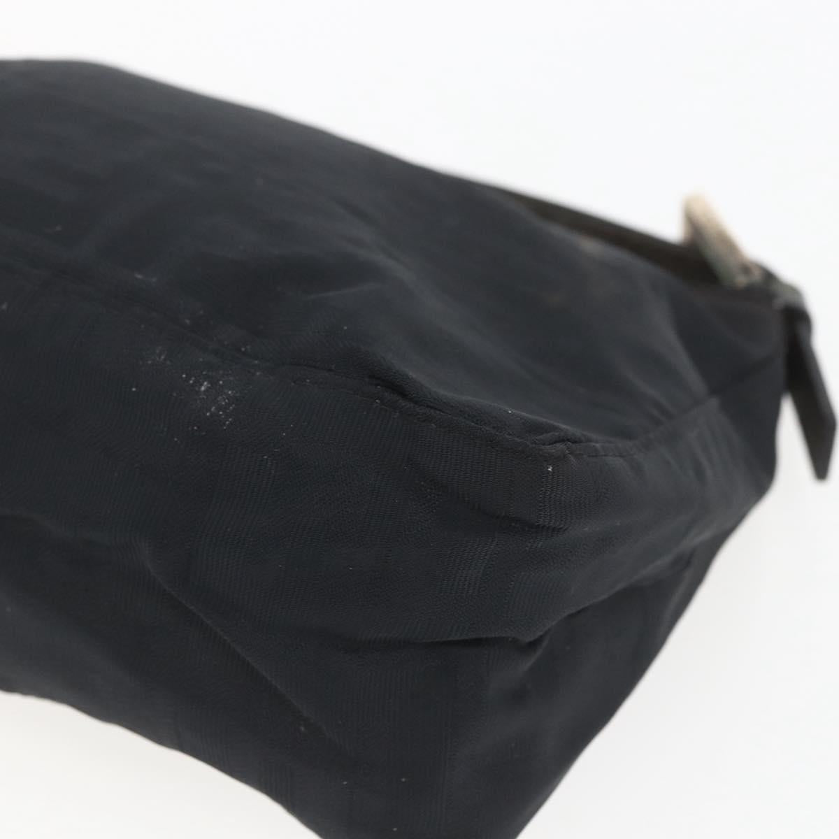 FENDI Zucca Canvas Hand Pouch Black Silver Auth 166172