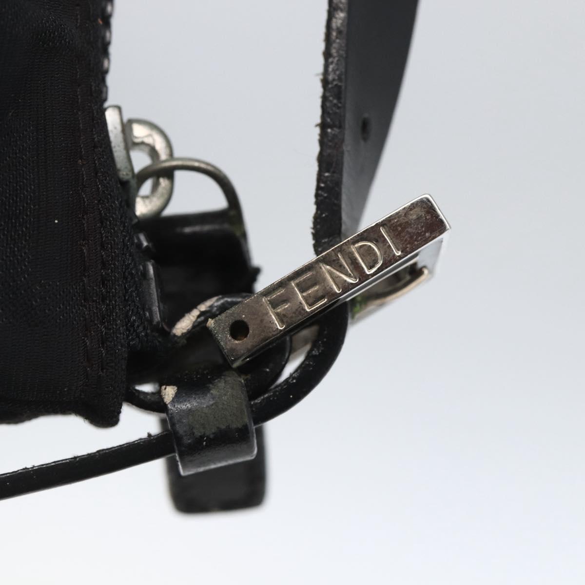 FENDI Zucca Canvas Hand Pouch Black Silver Auth 166172