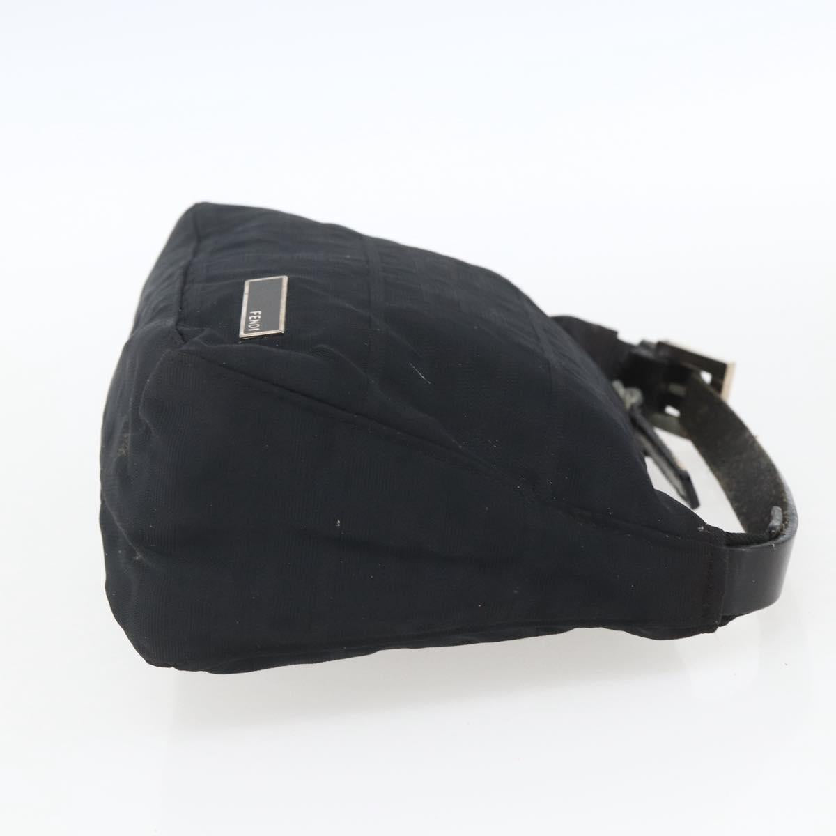 FENDI Zucca Canvas Hand Pouch Black Silver Auth 166172