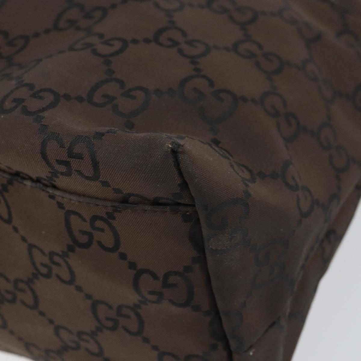 GUCCI GG Canvas Shoulder Bag Dark Brown Silver 105648 Auth 166181