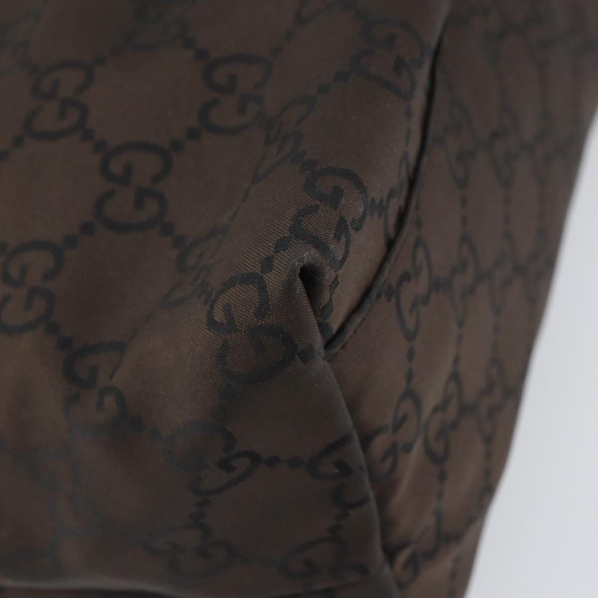 GUCCI GG Canvas Shoulder Bag Dark Brown Silver 105648 Auth 166181