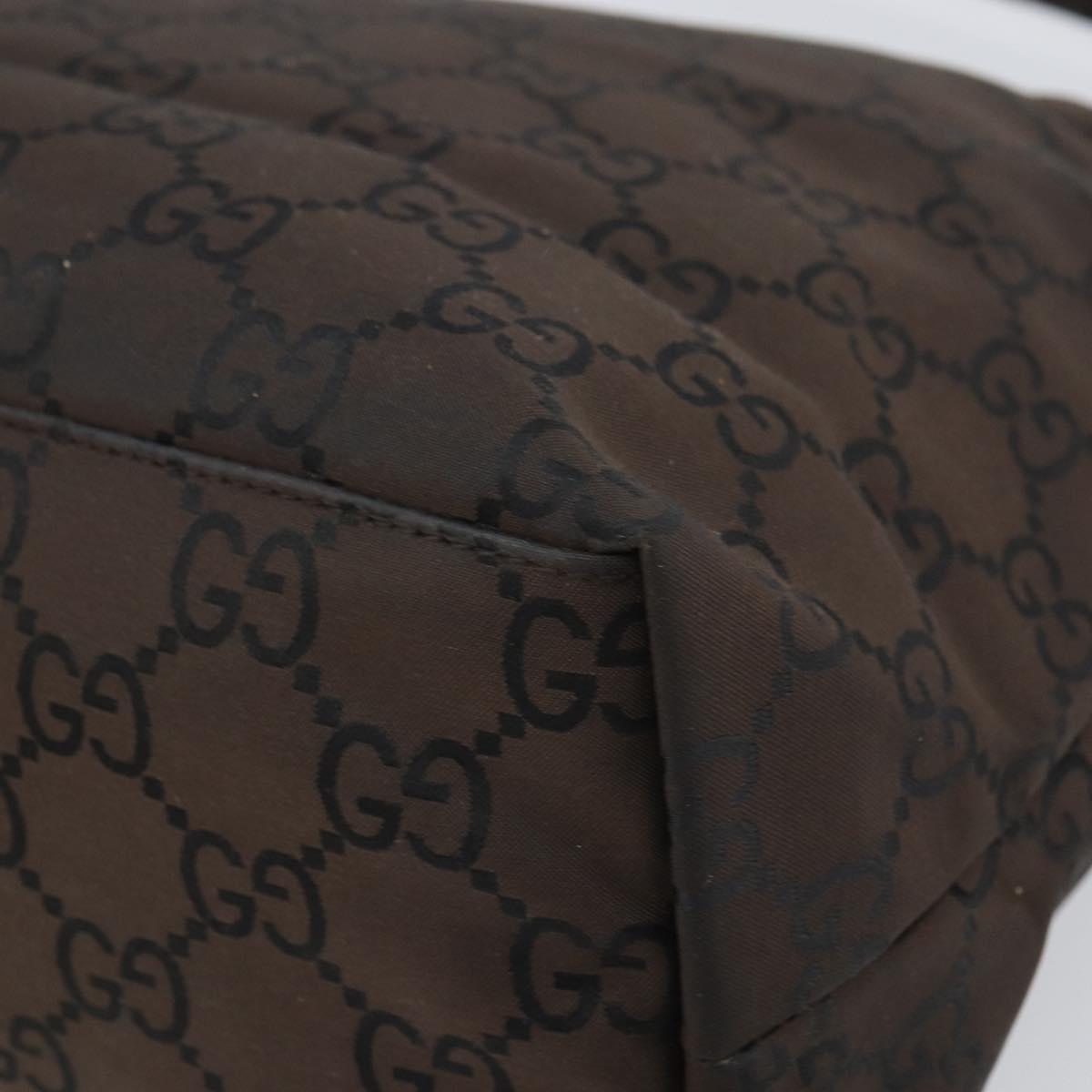 GUCCI GG Canvas Shoulder Bag Dark Brown Silver 105648 Auth 166181