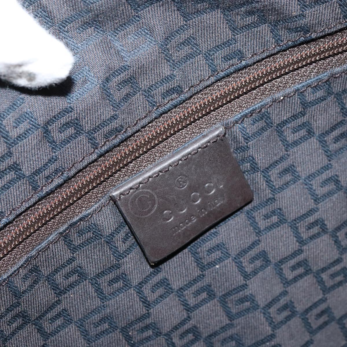 GUCCI GG Canvas Shoulder Bag Dark Brown Silver 105648 Auth 166181