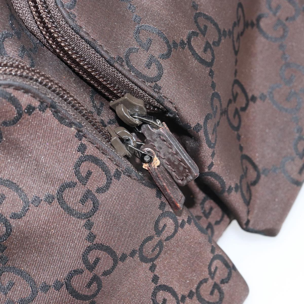 GUCCI GG Canvas Shoulder Bag Dark Brown Silver 105648 Auth 166181