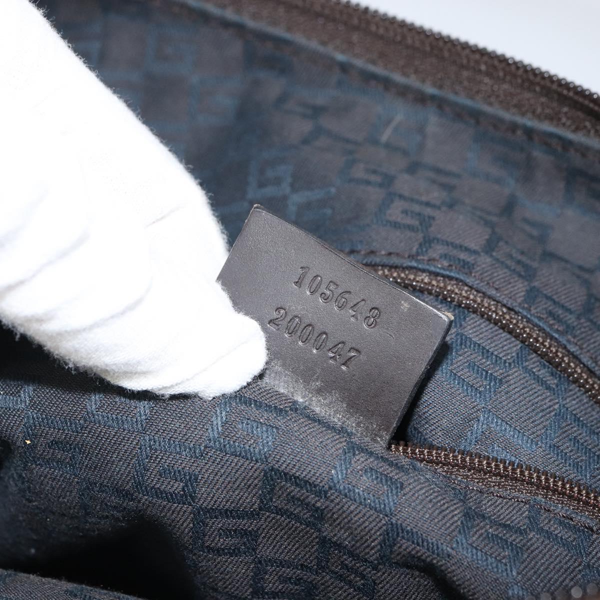 GUCCI GG Canvas Shoulder Bag Dark Brown Silver 105648 Auth 166181