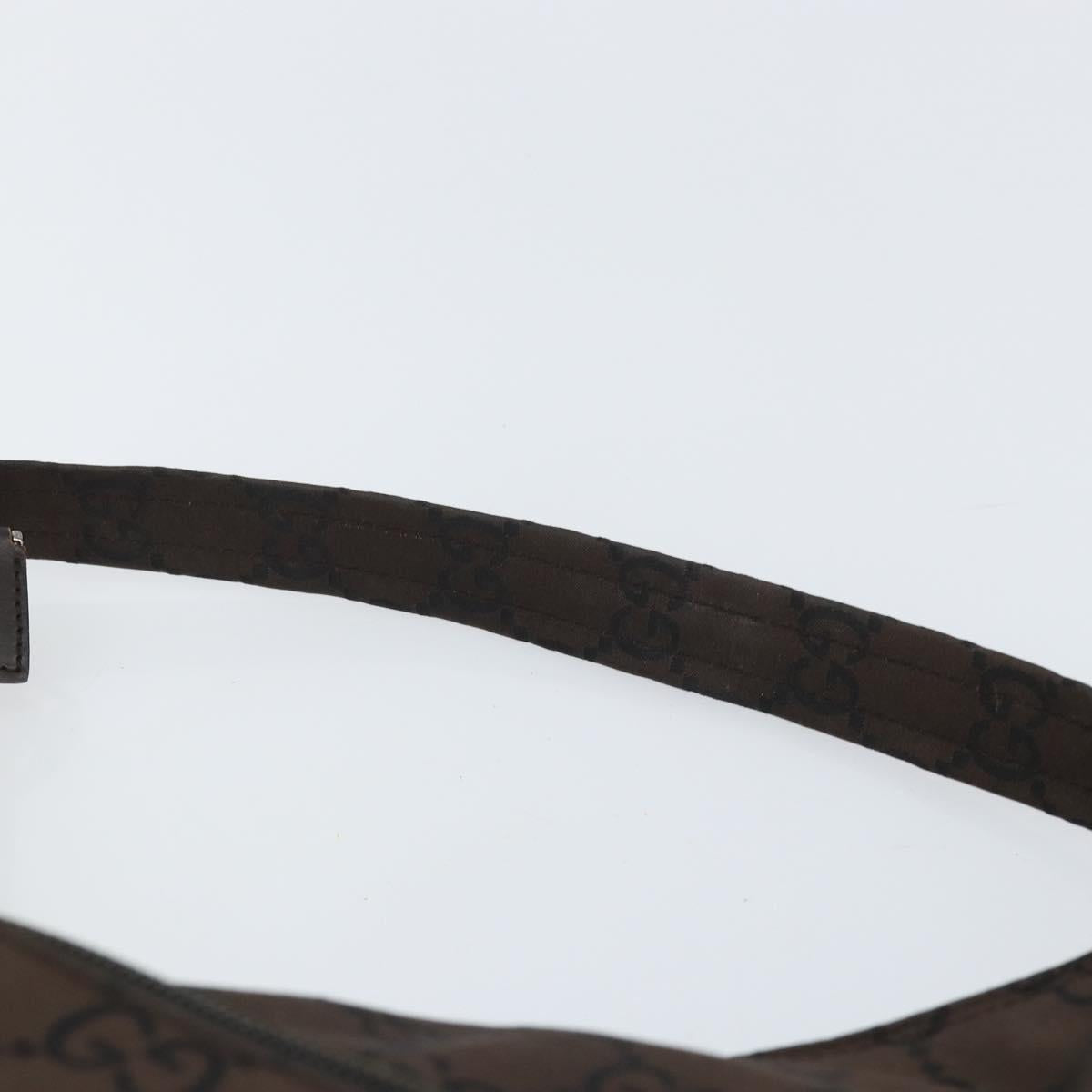 GUCCI GG Canvas Shoulder Bag Dark Brown Silver 105648 Auth 166181