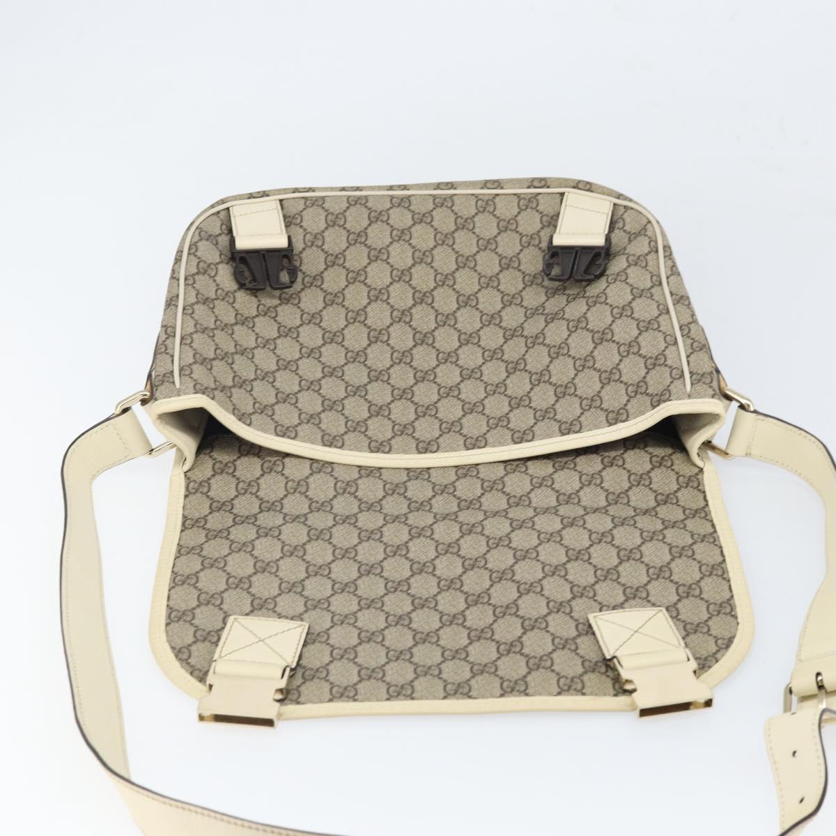 GUCCI GG Supreme Shoulder Bag PVC Beige Gold 201732 Auth 166189