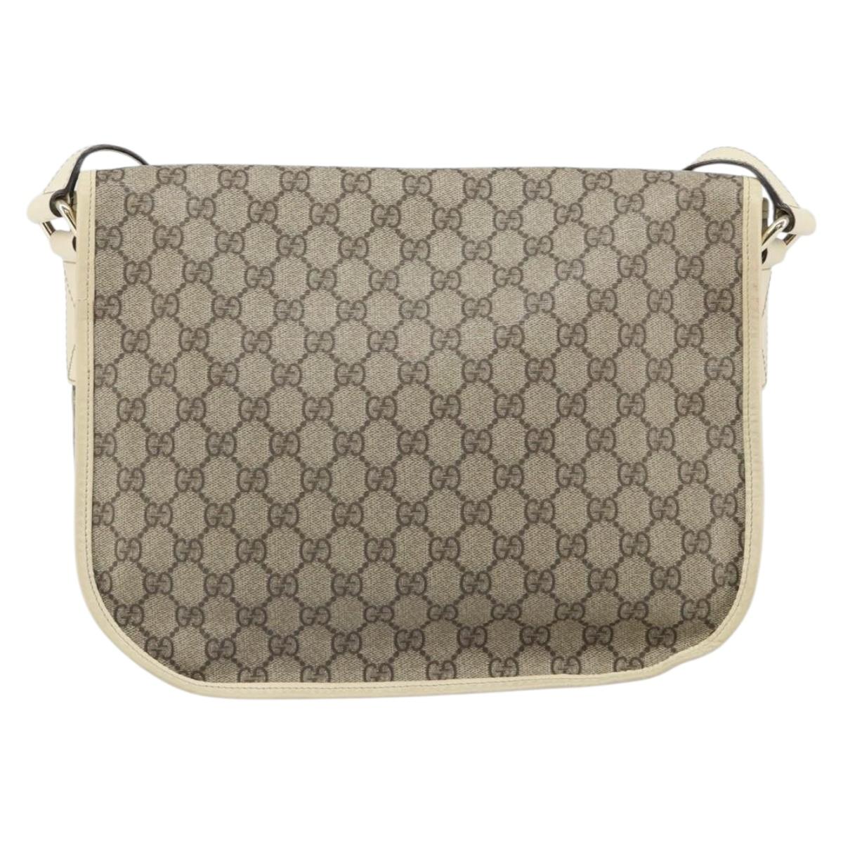 GUCCI GG Supreme Shoulder Bag PVC Beige Gold 201732 Auth 166189