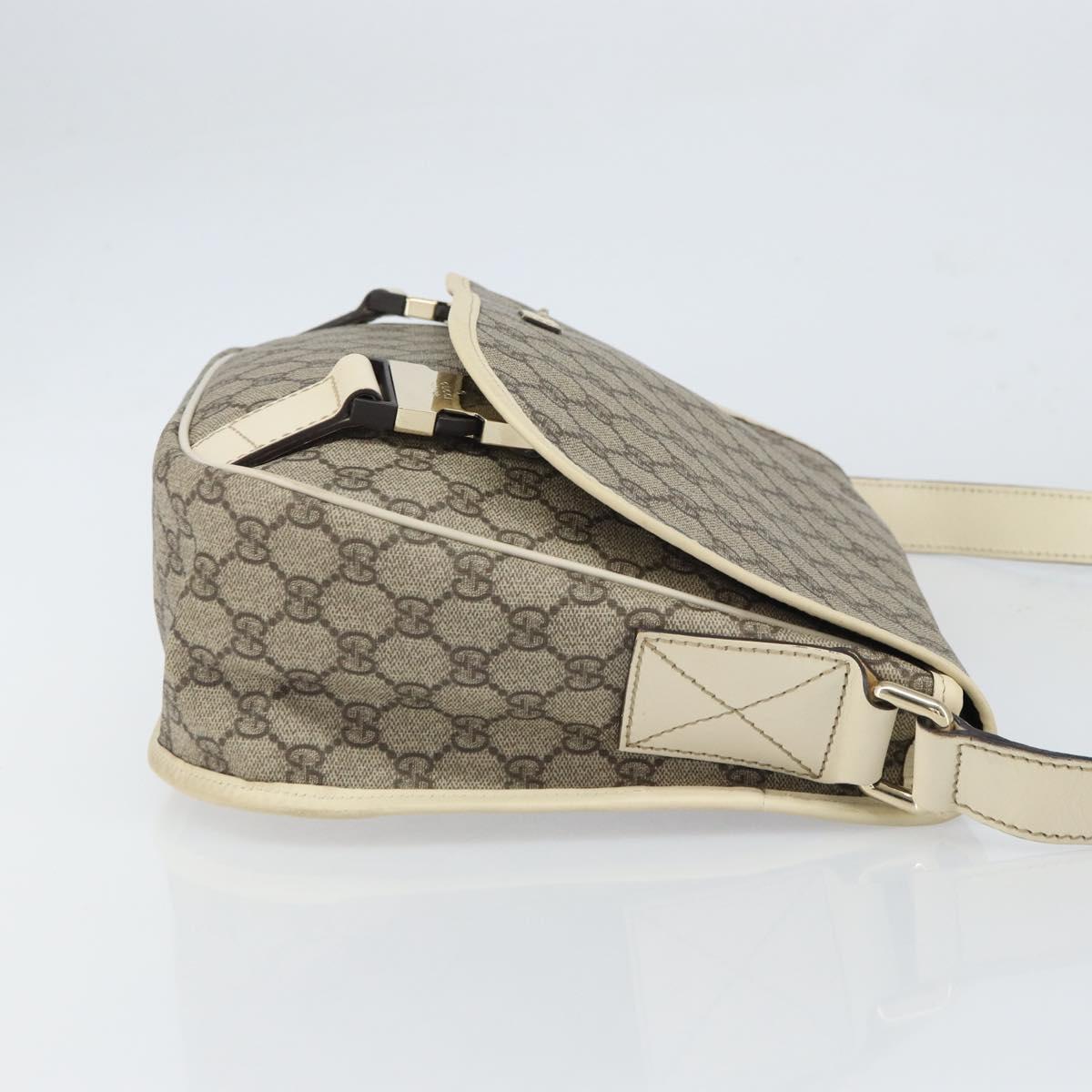 GUCCI GG Supreme Shoulder Bag PVC Beige Gold 201732 Auth 166189