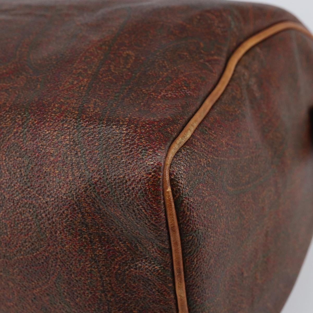 ETRO Paisley Boston Bag PVC Brown Gold Auth 166203