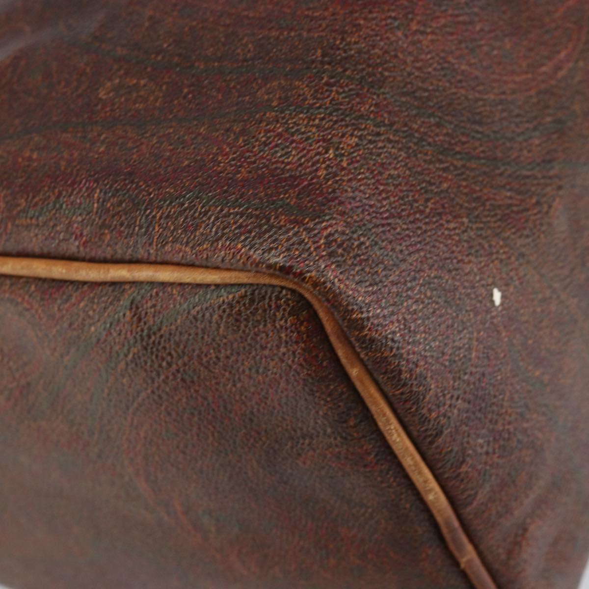 ETRO Paisley Boston Bag PVC Brown Gold Auth 166203