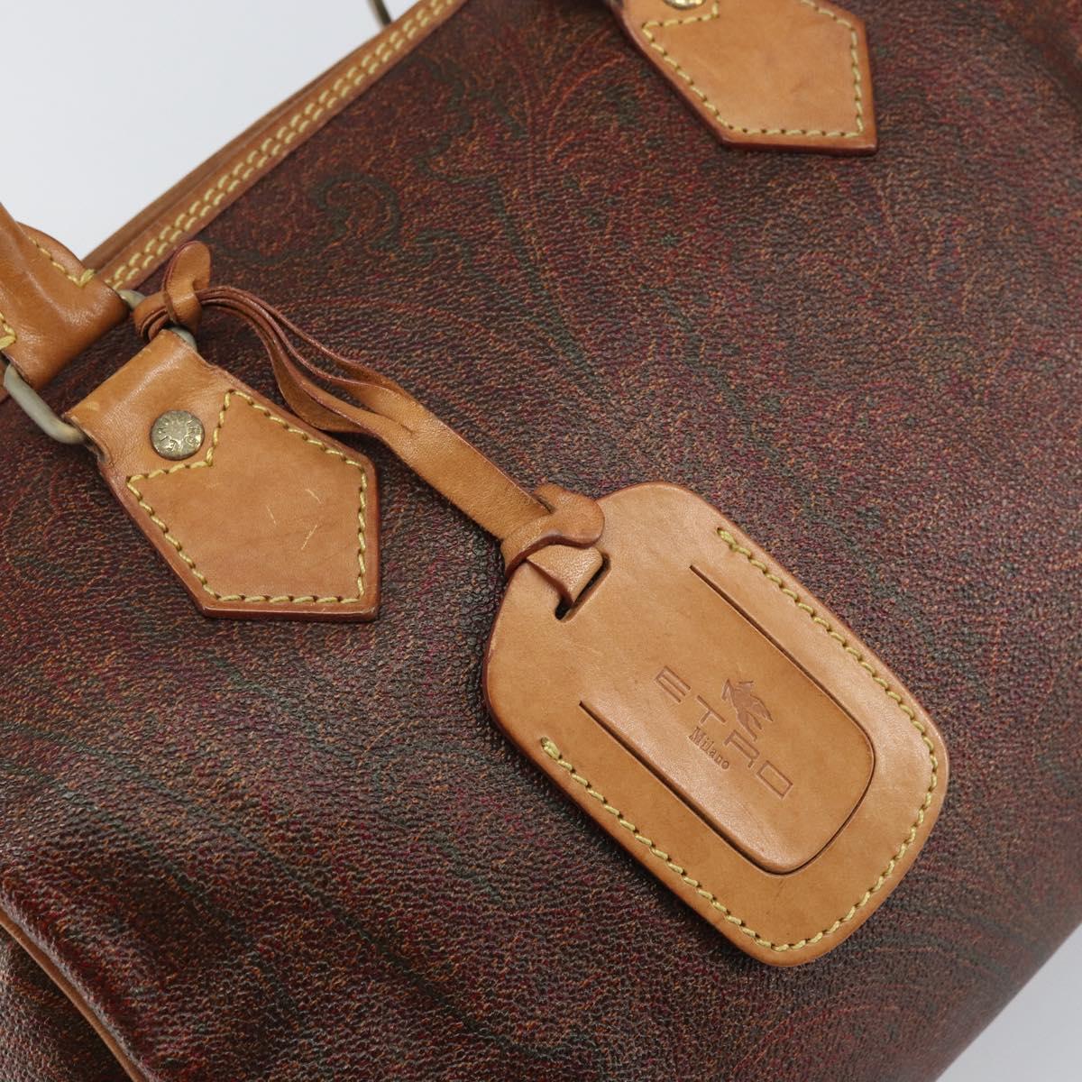 ETRO Paisley Boston Bag PVC Brown Gold Auth 166203