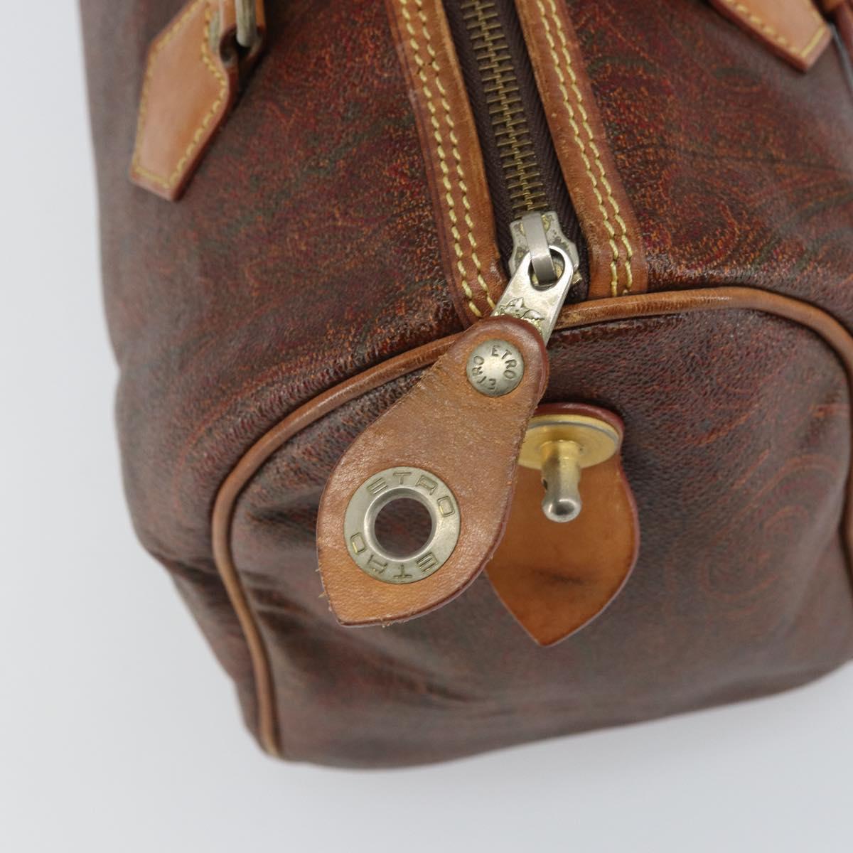 ETRO Paisley Boston Bag PVC Brown Gold Auth 166203