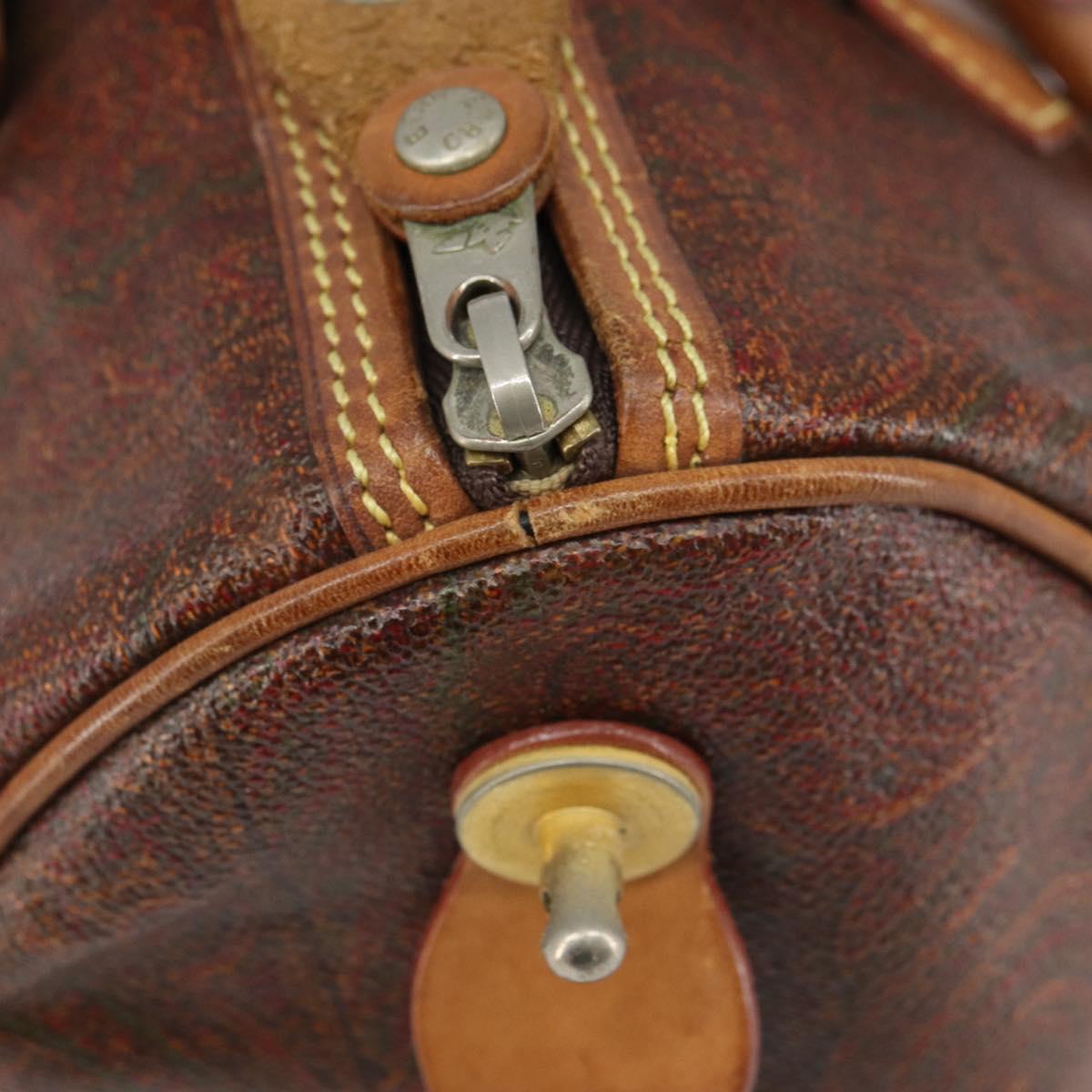 ETRO Paisley Boston Bag PVC Brown Gold Auth 166203