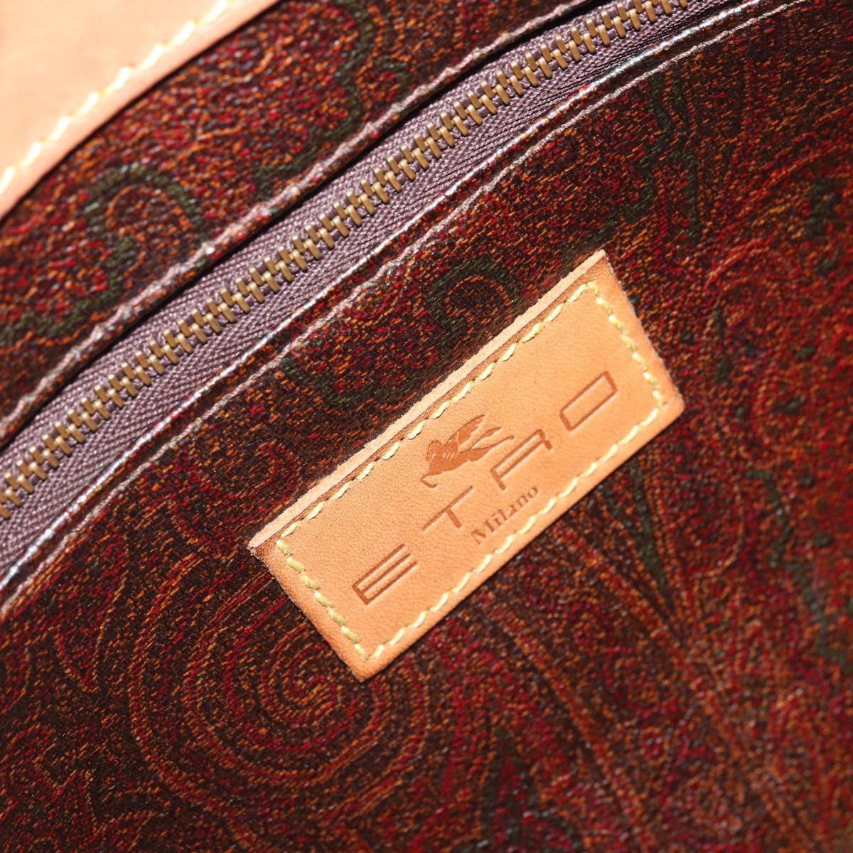 ETRO Paisley Boston Bag PVC Brown Gold Auth 166203