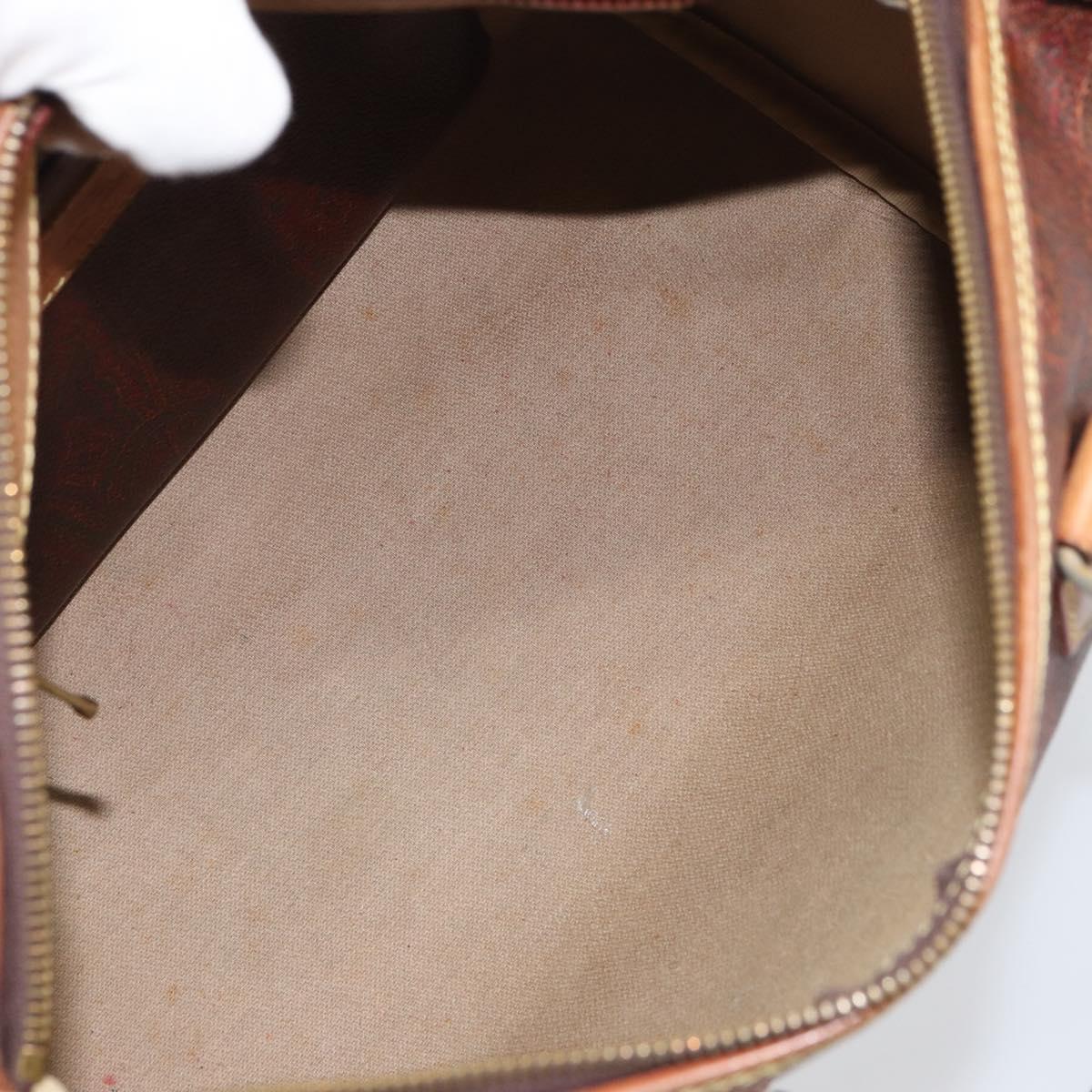 ETRO Paisley Boston Bag PVC Brown Gold Auth 166203