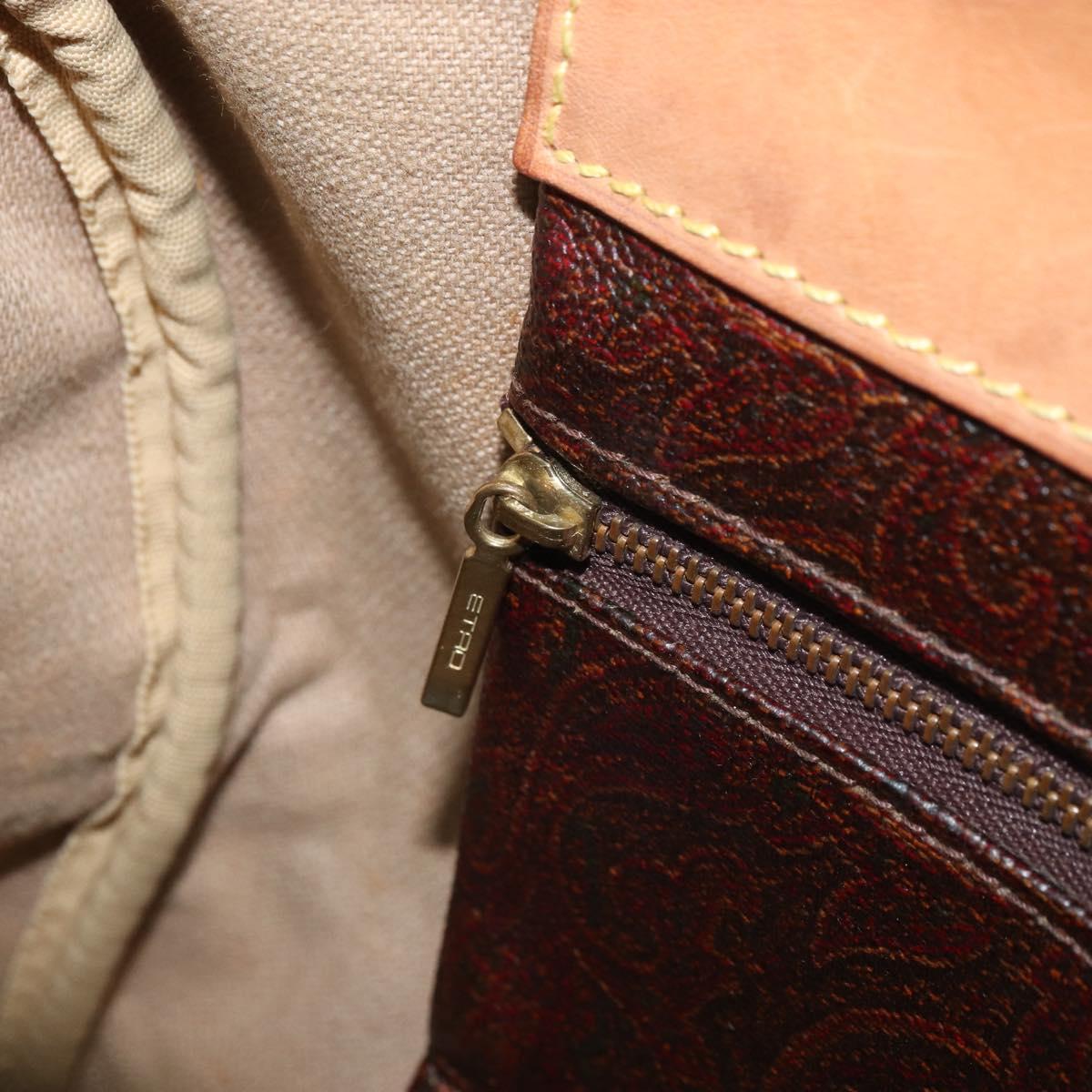 ETRO Paisley Boston Bag PVC Brown Gold Auth 166203