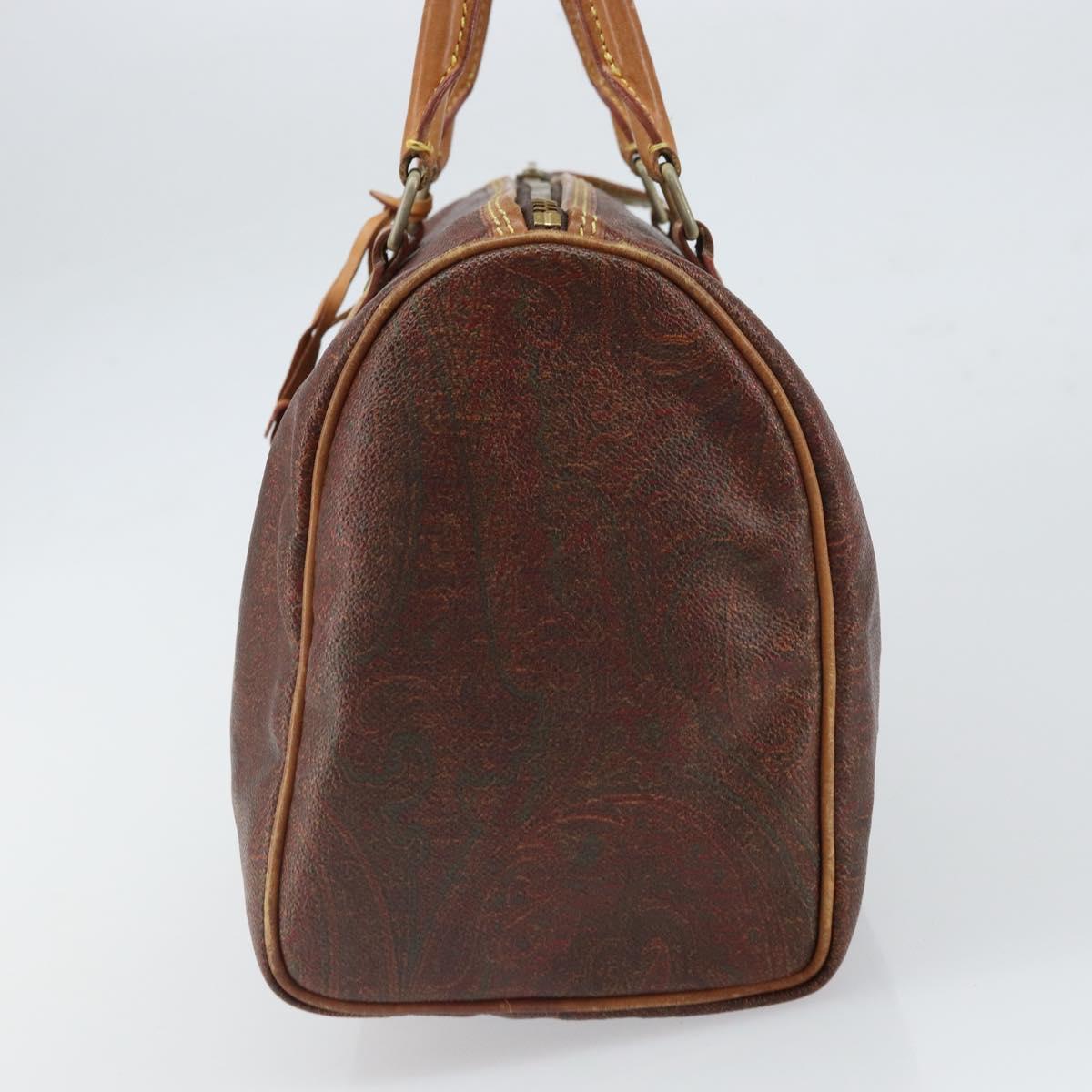 ETRO Paisley Boston Bag PVC Brown Gold Auth 166203