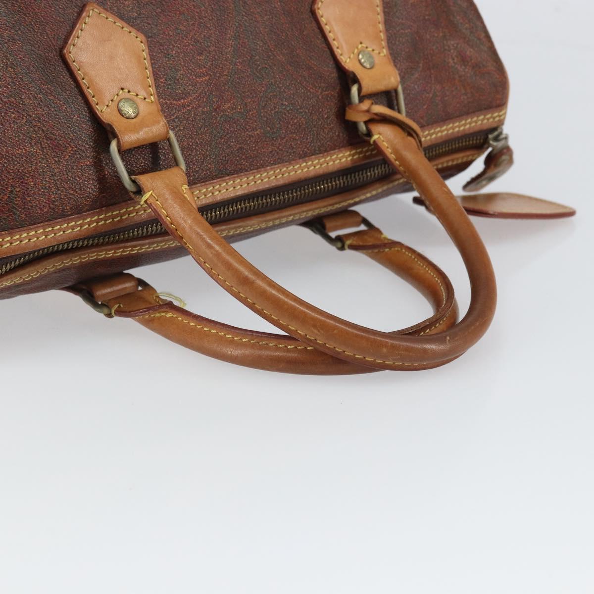 ETRO Paisley Boston Bag PVC Brown Gold Auth 166203