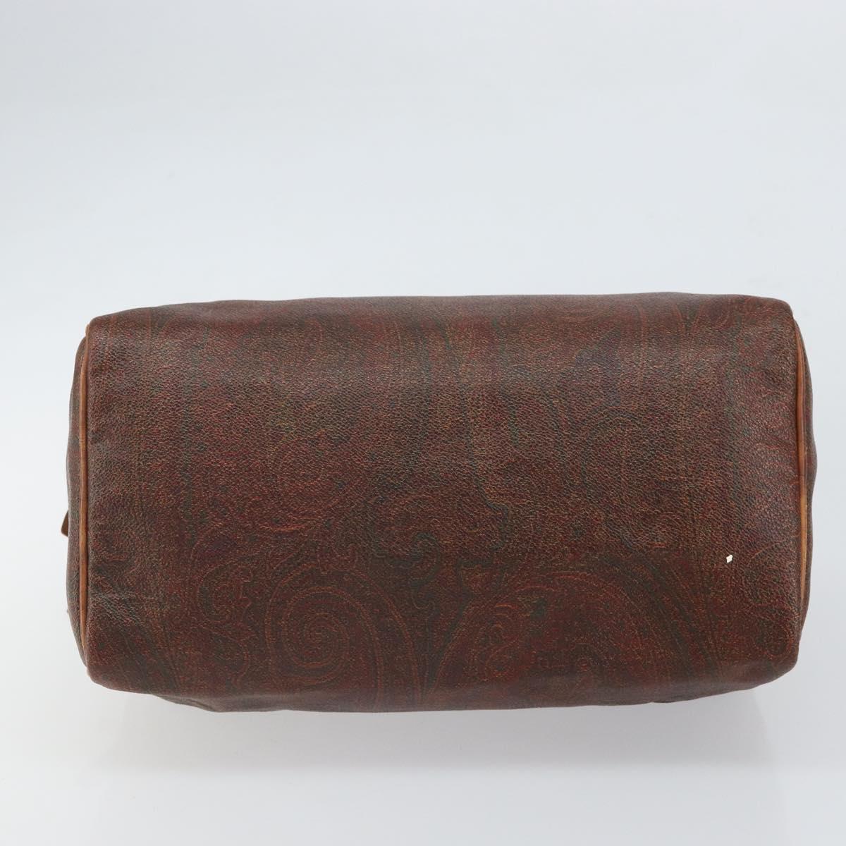 ETRO Paisley Boston Bag PVC Brown Gold Auth 166203