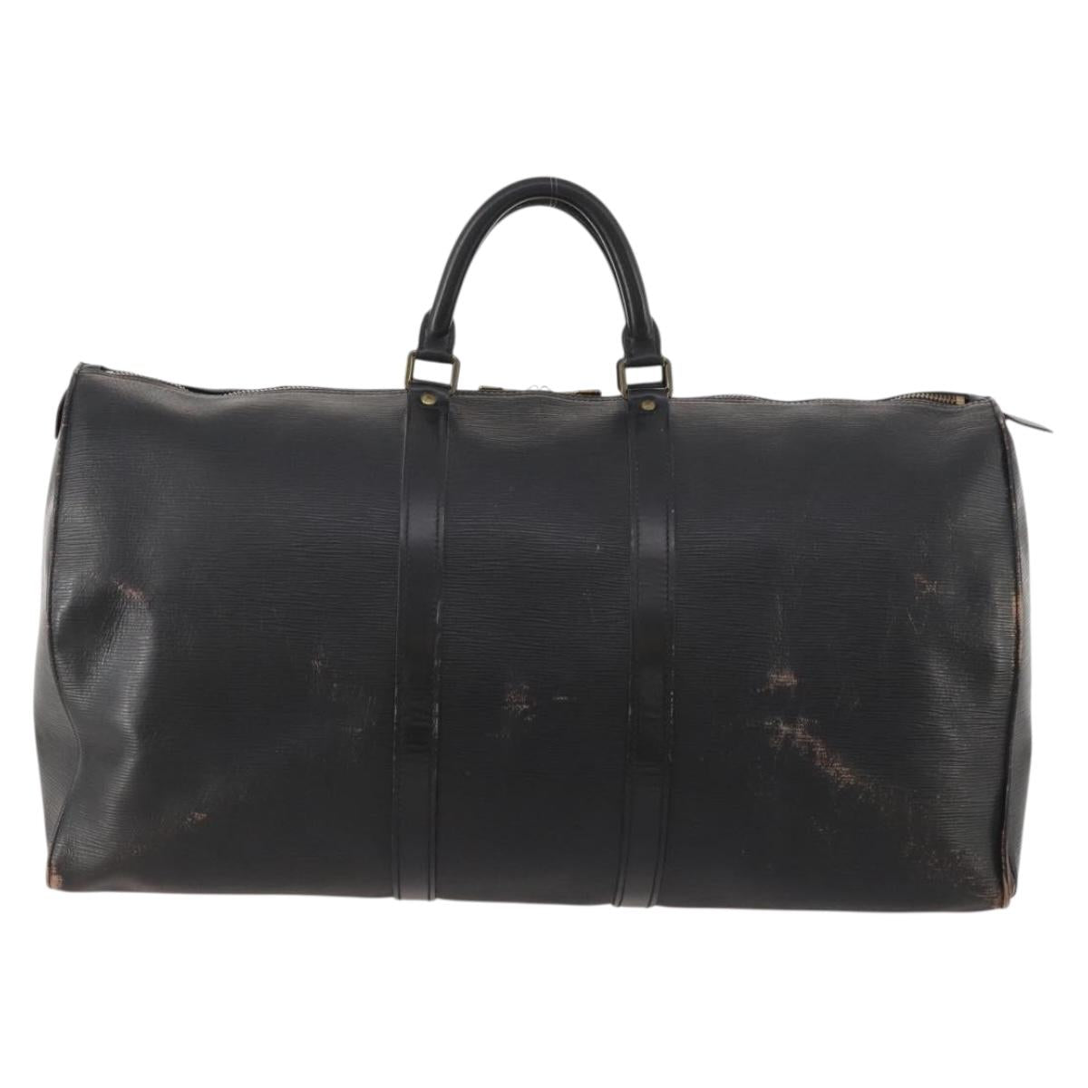 LOUIS VUITTON Epi Keepall 55 Boston Bag Noir Black M42952 LV Auth 166220