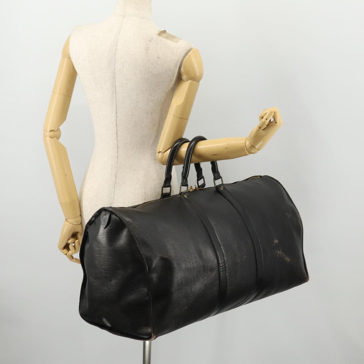 LOUIS VUITTON Epi Keepall 55 Boston Bag Noir Black M42952 LV Auth 166220