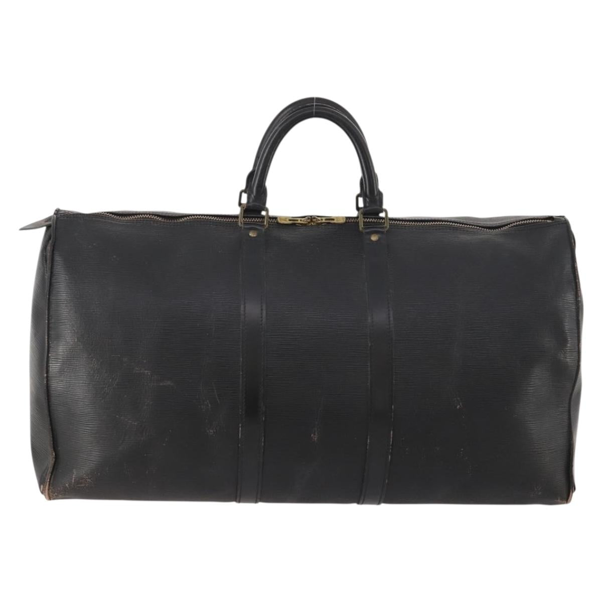 LOUIS VUITTON Epi Keepall 55 Boston Bag Noir Black M42952 LV Auth 166220