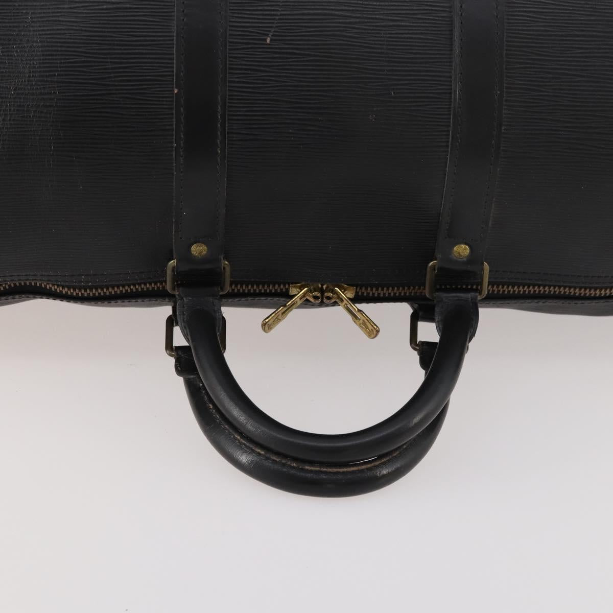 LOUIS VUITTON Epi Keepall 55 Boston Bag Noir Black M42952 LV Auth 166220