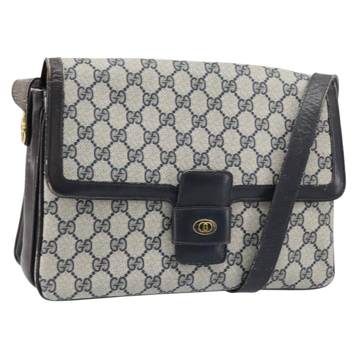 GUCCI GG Supreme Shoulder Bag PVC Navy Gold 001 16 4084 Auth 166222