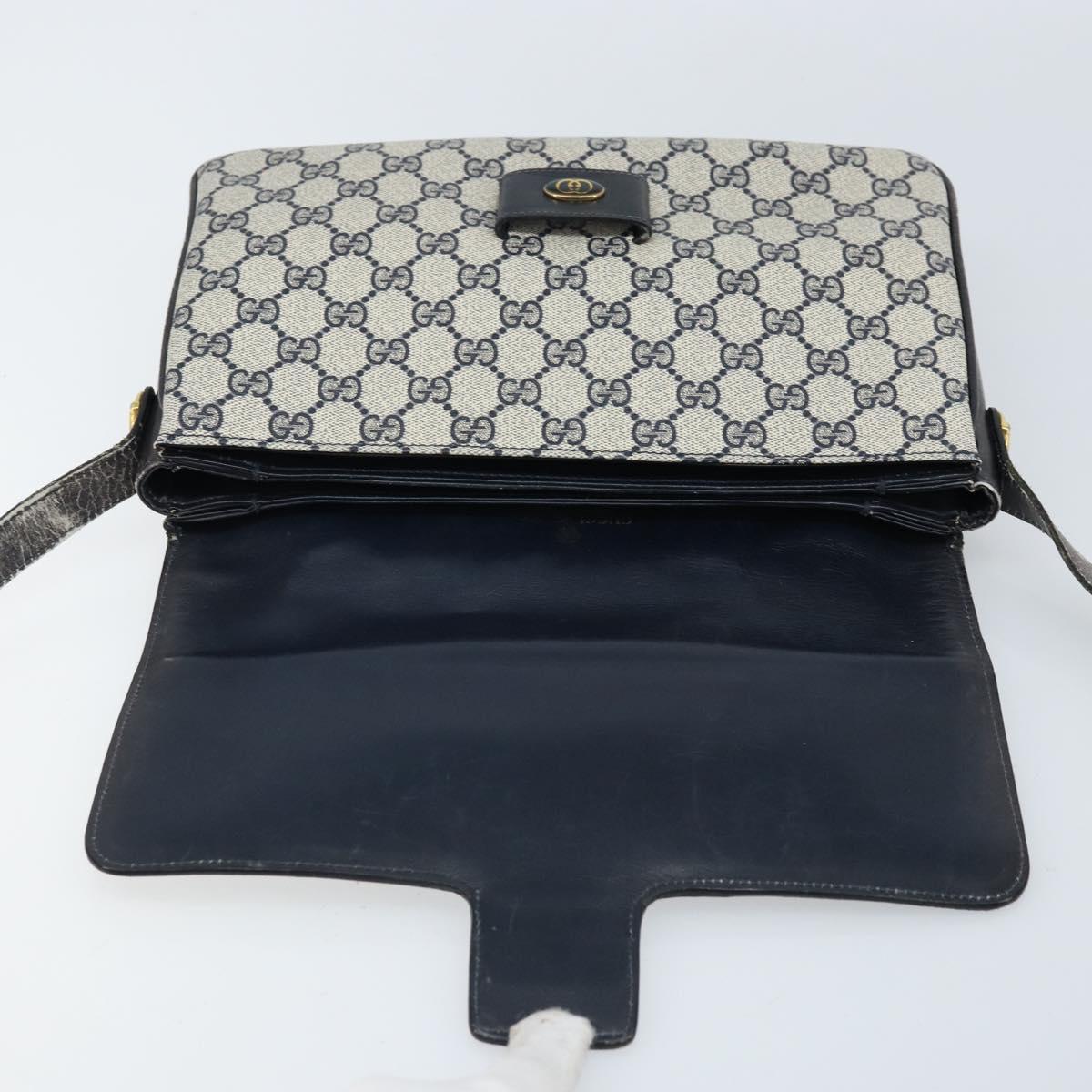 GUCCI GG Supreme Shoulder Bag PVC Navy Gold 001 16 4084 Auth 166222