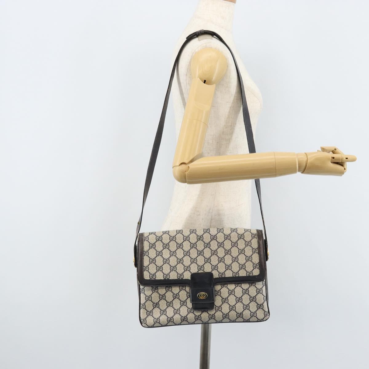 GUCCI GG Supreme Shoulder Bag PVC Navy Gold 001 16 4084 Auth 166222