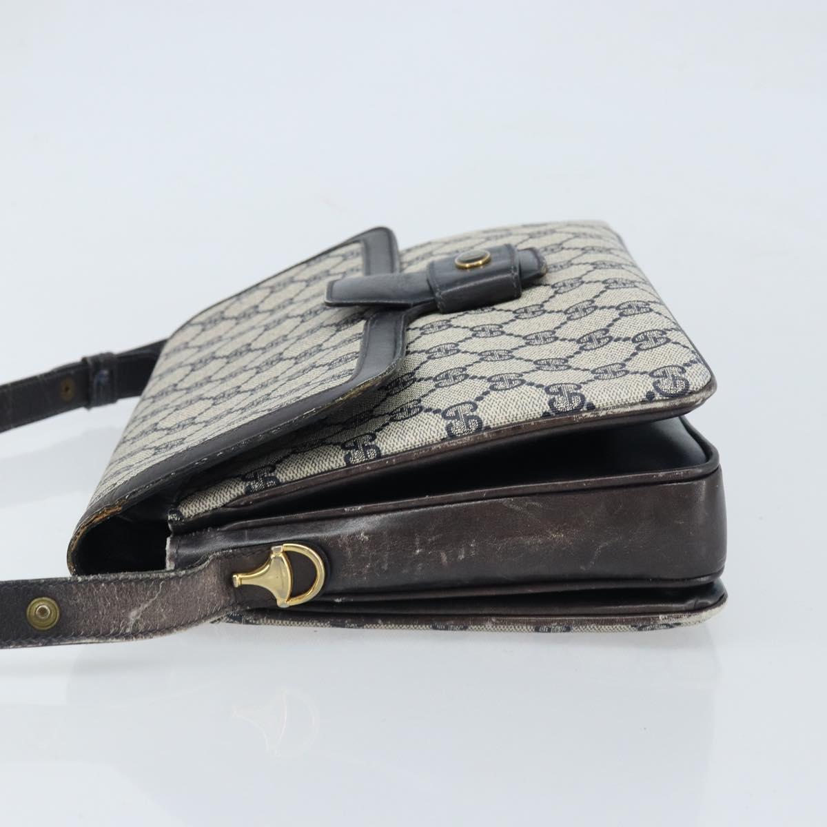 GUCCI GG Supreme Shoulder Bag PVC Navy Gold 001 16 4084 Auth 166222