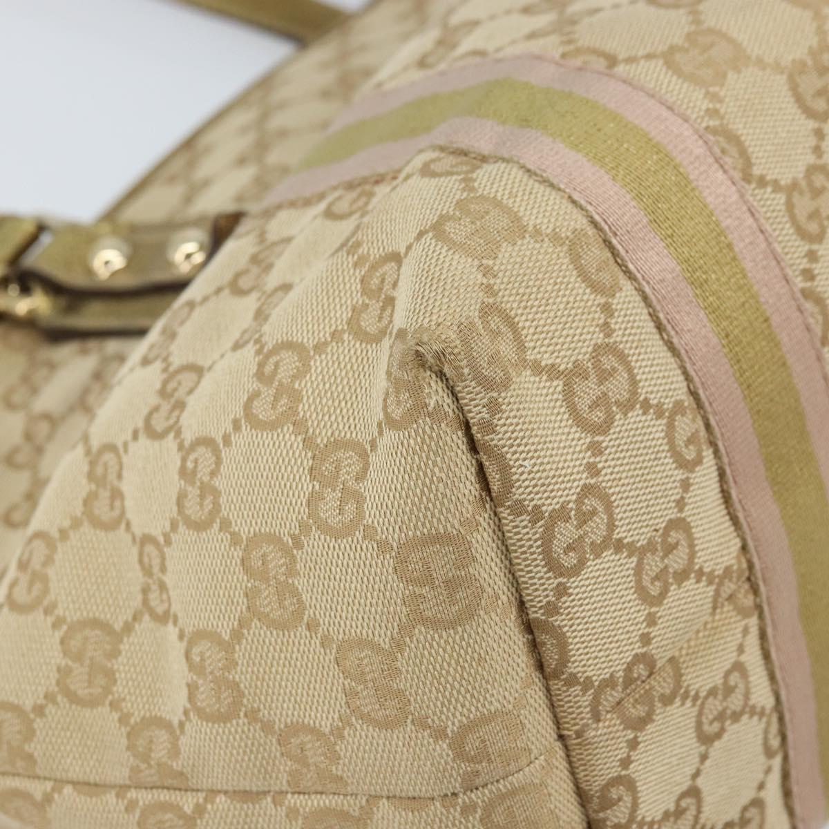 GUCCI GG Canvas Sherry Line Tote Bag Beige Gold 137396 Auth 166223