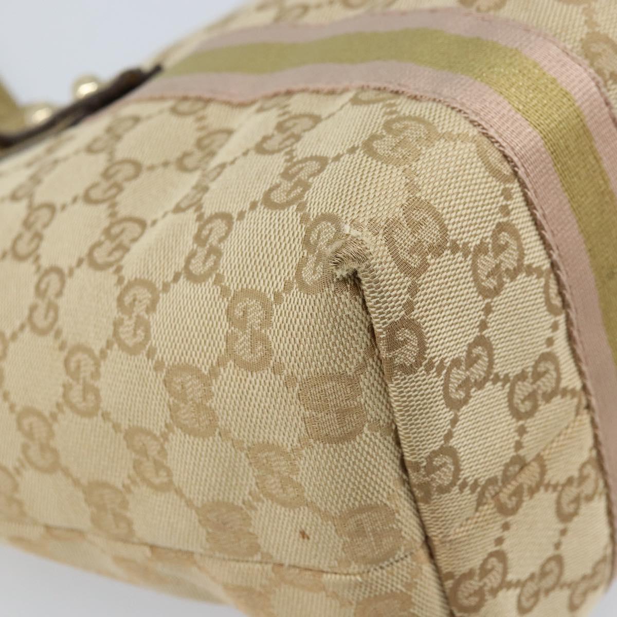 GUCCI GG Canvas Sherry Line Tote Bag Beige Gold 137396 Auth 166223