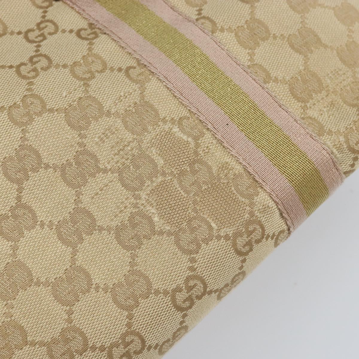 GUCCI GG Canvas Sherry Line Tote Bag Beige Gold 137396 Auth 166223
