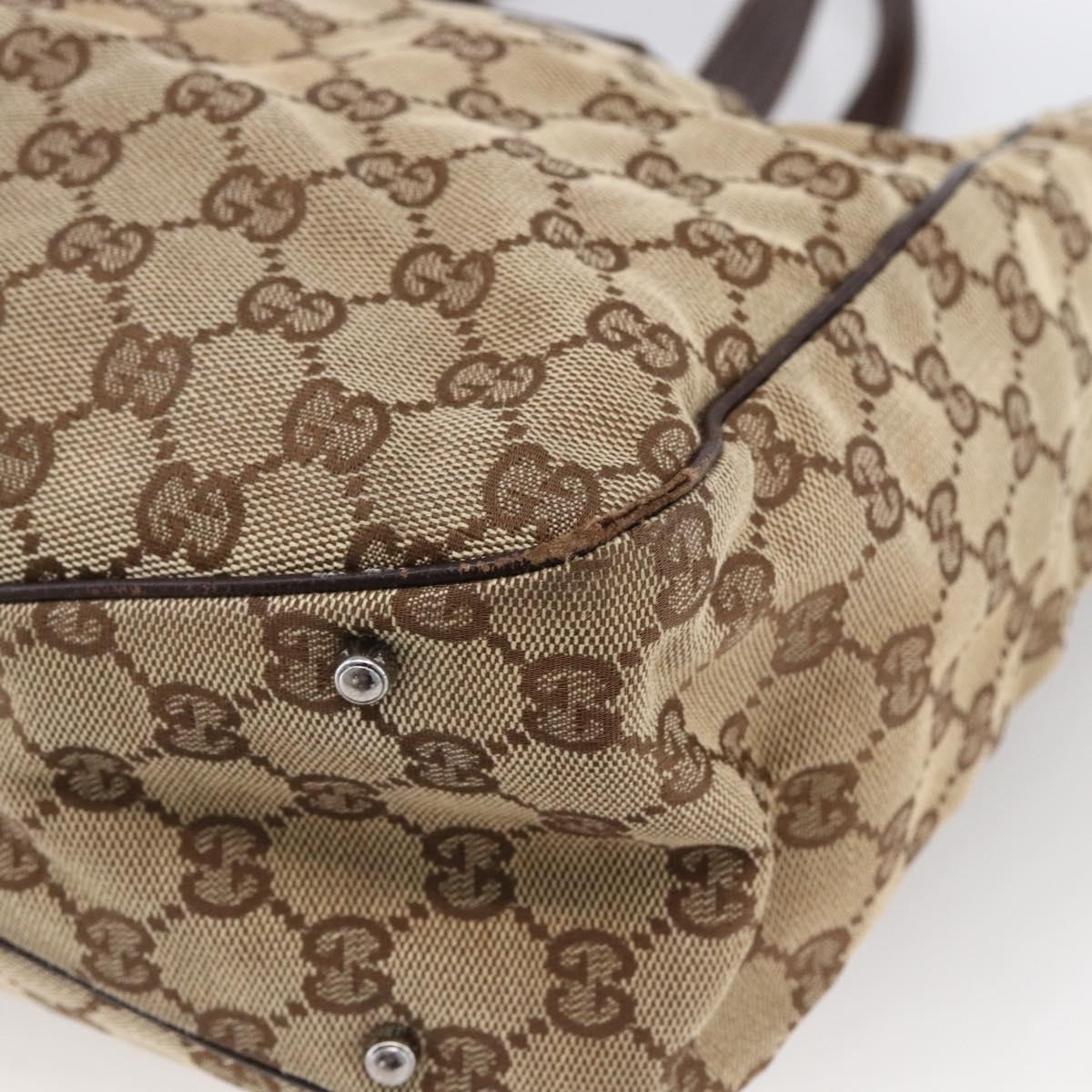 GUCCI GG Canvas Tote Bag Beige Silver 113017 Auth 166224