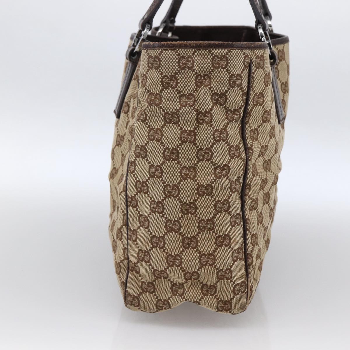 GUCCI GG Canvas Tote Bag Beige Silver 113017 Auth 166224