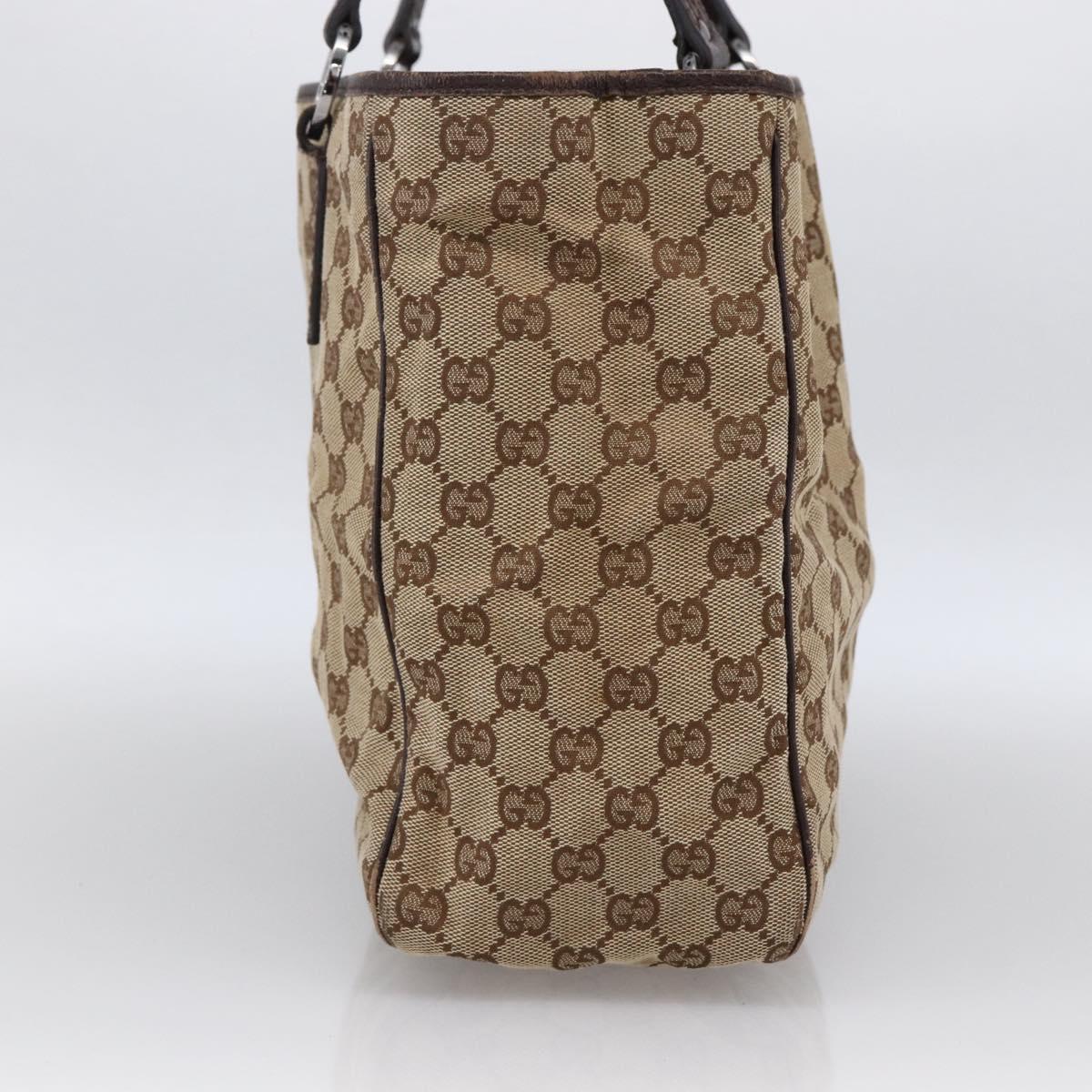 GUCCI GG Canvas Tote Bag Beige Silver 113017 Auth 166224